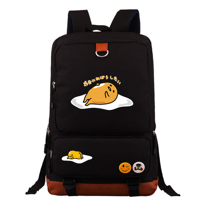 Cartoon Anime Lazy Egg Youth Student Backpack With Large Capacity Travel Bag For Boys And Girls Backpack