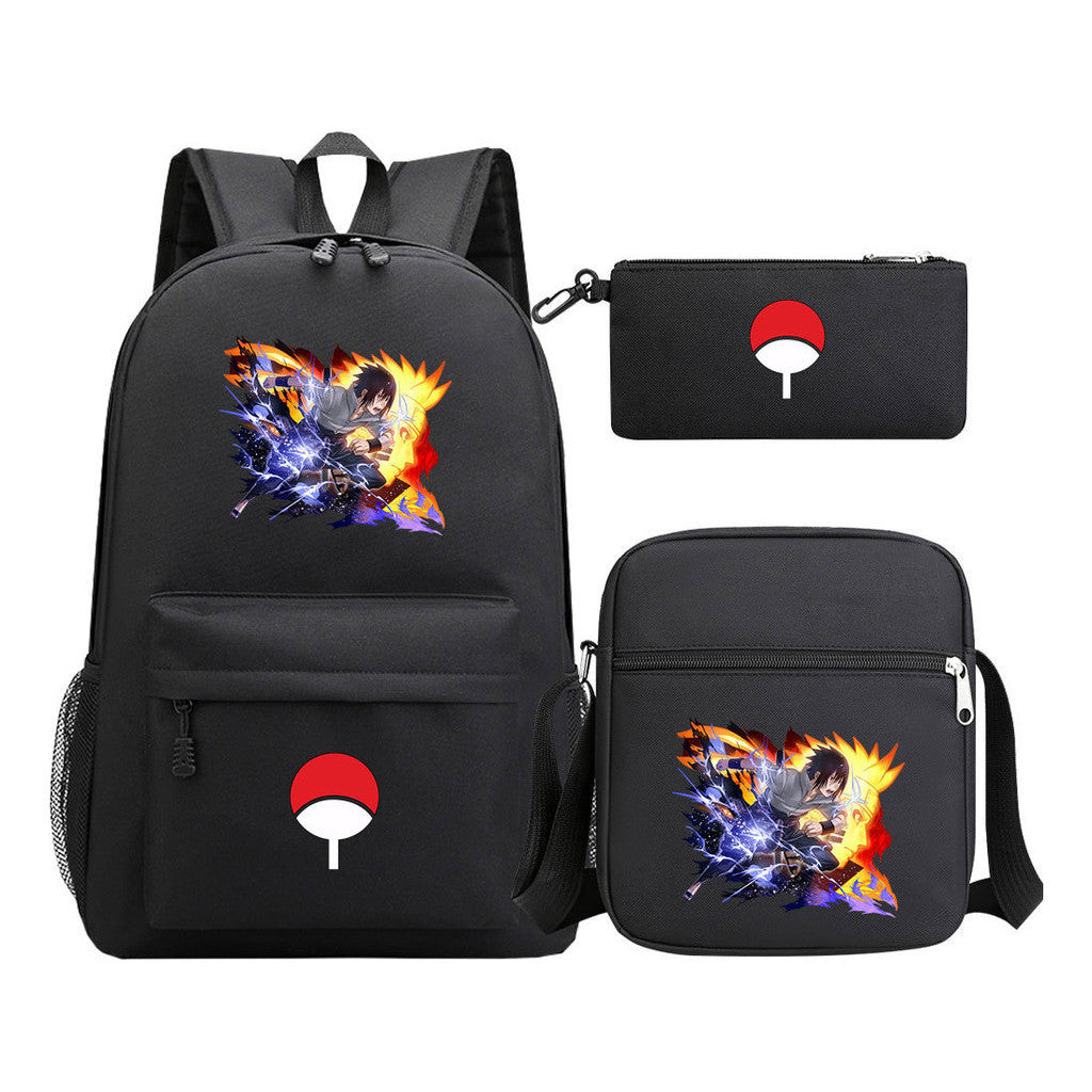 Anime Naruto Starry Sky Youth School Bag Three Piece Set For Men And Women Backpack Set