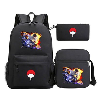 Anime Naruto Starry Sky Youth School Bag Three Piece Set For Men And Women Backpack Set