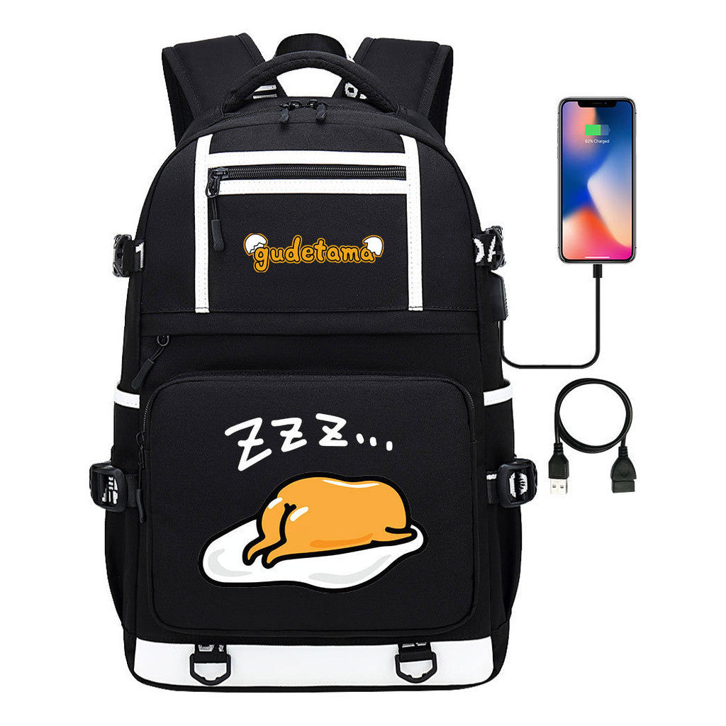 Cartoon Cartoon Lazy Egg Usb Student Backpack Backpack Leisure Travel Bag