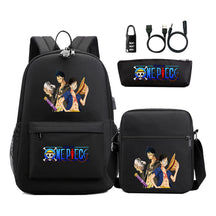 Cartoon Pirate King Usb Password Lock Youth Student Backpack Three Piece Set Backpack