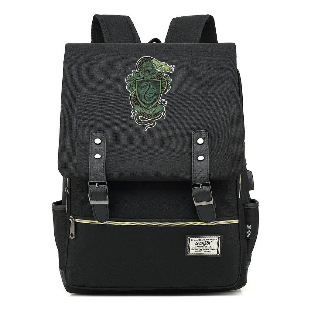 School Of Witchcraft And Wizardry Youth Student Backpack Usb Leisure Belt Buckle Backpack