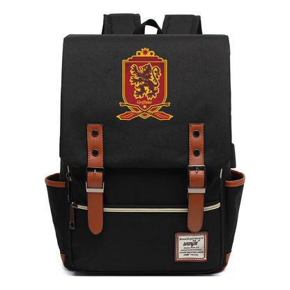 School Of Witchcraft And Wizardry Youth Backpack Usb Leisure Belt Buckle Backpack