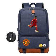 Football Star Cristiano Ronaldo Printed Usb Youth Student Backpack For Boys And Girls Leisure Travel Backpack