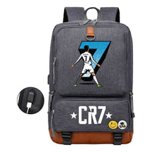 Football Star Cristiano Ronaldo Printed Usb Youth Primary And Secondary School Backpack For Boys And Girls Leisure Travel Backpack