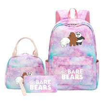 Cartoon Cute Three Bears Youth Student Girls School Bag Lunch Bag Three Piece Set Backpack Set