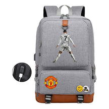 Football Star Cristiano Ronaldo Printed Usb Student Backpack For Leisure Travel Backpack