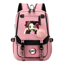 Cartoon Fashion Usb Youth Student Backpack Boy's And Girl's Leisure Ribbon Flip Backpack