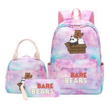 Cartoon Cute Three Bears Youth Student Girls School Bag Lunch Bag Three Piece Set Backpack Set