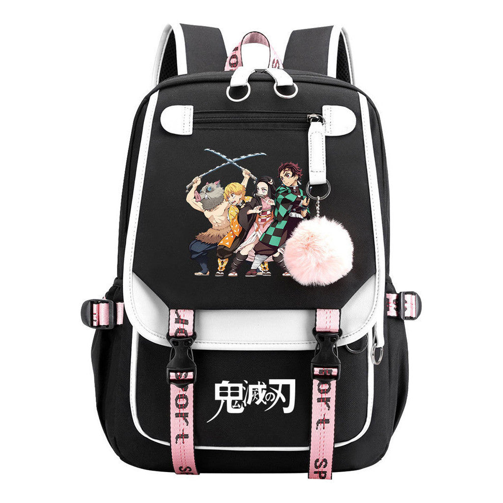 Cartoon Fashion Usb Student Backpack With Casual Woven Strap Flip Back Backpack