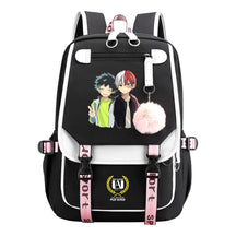 Comics My Heroes Academy Usb Student Backpack Casual Ribbon Flip Backpack