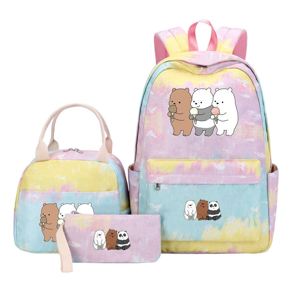 Cartoon Cute Three Cheap Bear Student Backpack Lunch Bag Three Piece Set Backpack Set