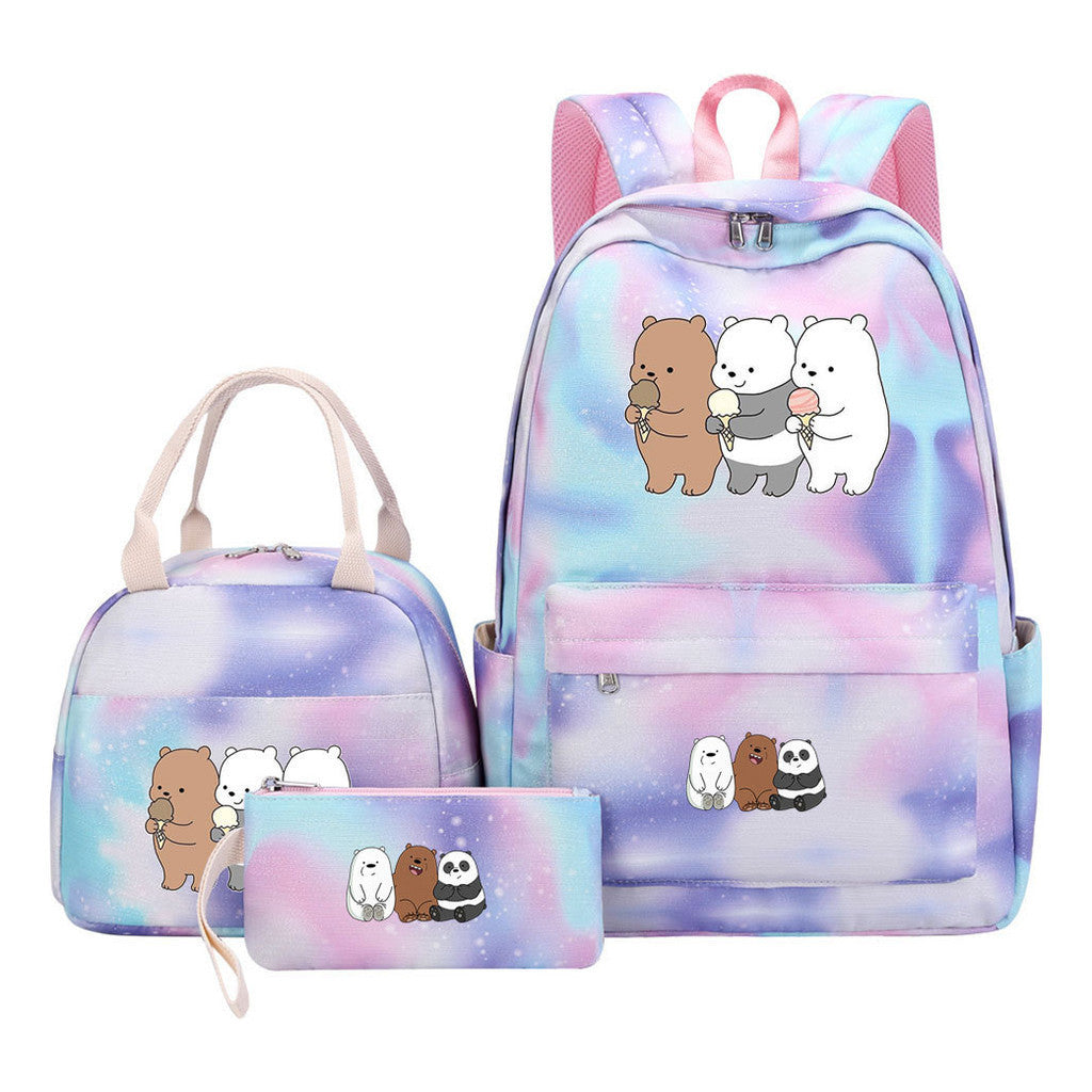 Cartoon Cute Three Cheap Bear Student Backpack Lunch Bag Three Piece Set Backpack Set