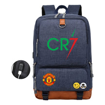 Football Star Cristiano Ronaldo Printed Usb Youth Backpack For Leisure Travel Backpack