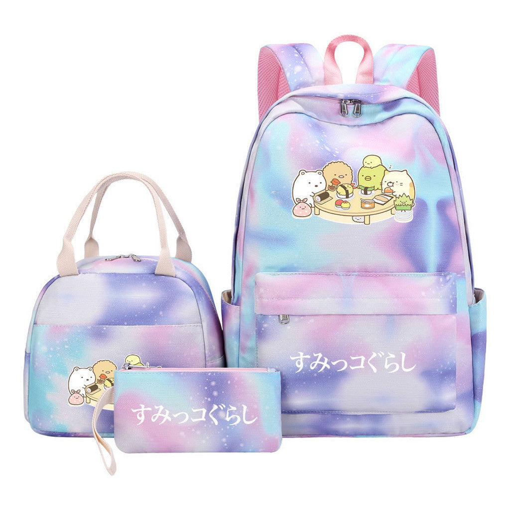 Corner Biology Student School Bag Lunch Bag Three Piece Set Backpack Set