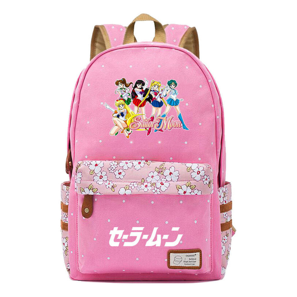 Anime Beauty Girl Warrior Student School Bag Fragmented Flower Boy's And Girl's Leisure Backpack