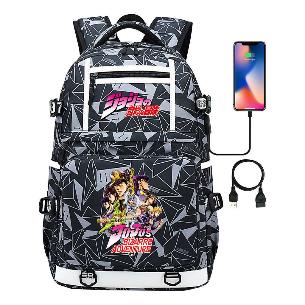Comic Joe's Wonderful Adventure Print Usb Youth Student Backpack For Men And Women's Leisure Travel Backpack