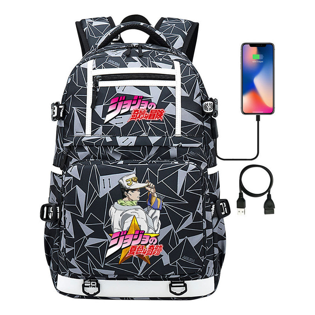 Comic Joe's Wonderful Adventure Print Usb Youth Student Backpack For Men And Women's Leisure Travel Backpack