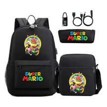 Super Mario Usb Password Lock Youth Student Backpack 3-piece Set For Men And Women Backpacks