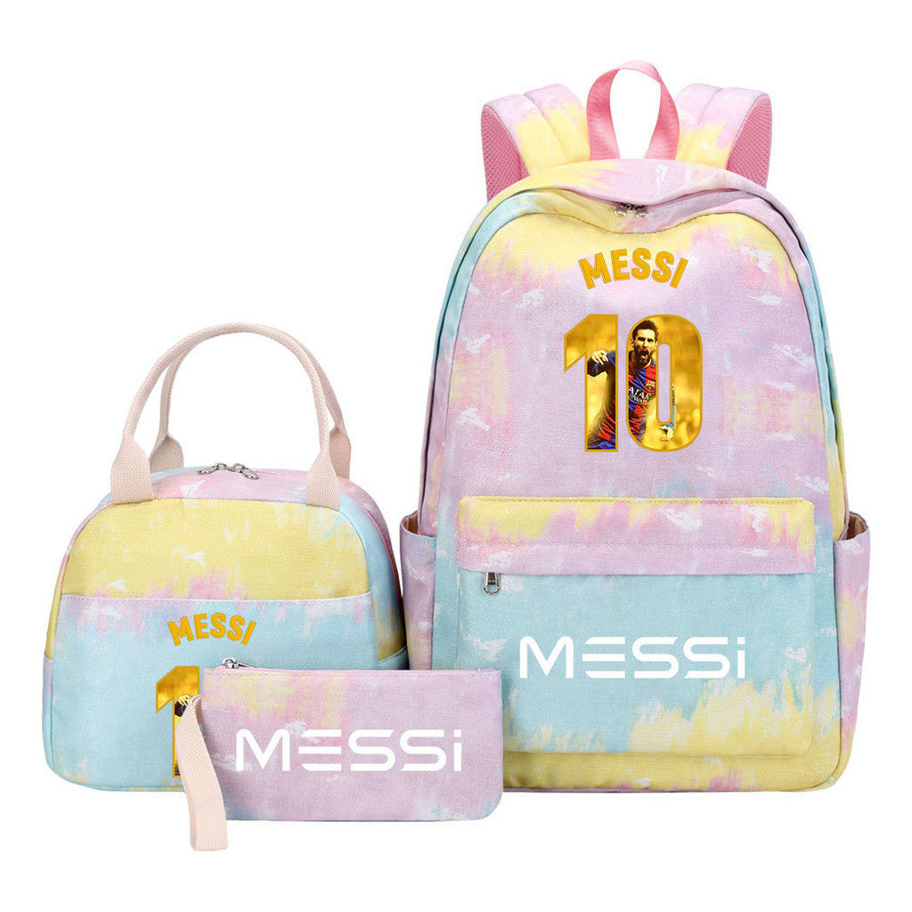 Sports Football Stars, Teenagers, Students, Girls, Backpacks, Lunch Bags, 3-piece Backpack Set