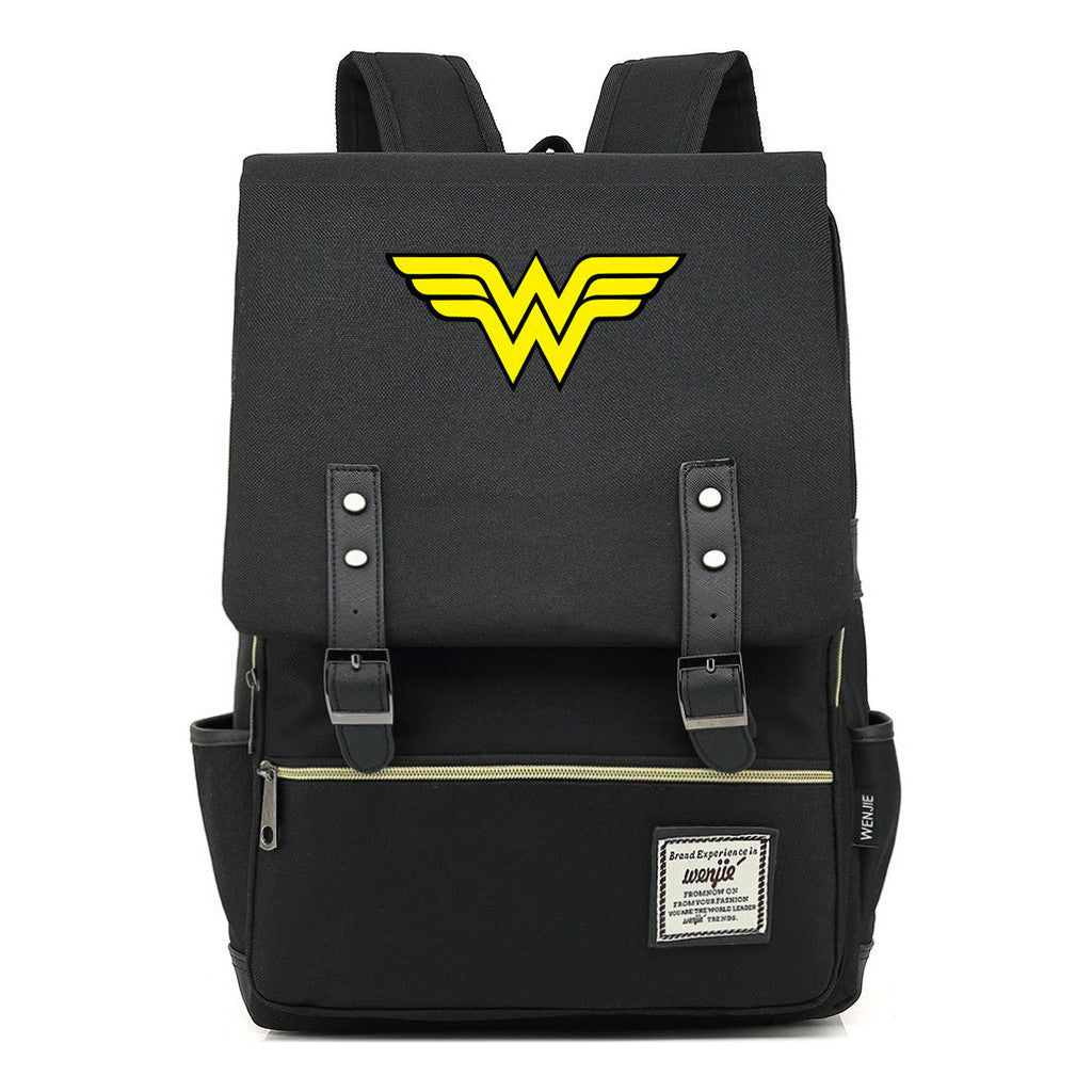 Anime Wonder Woman Printed Youth Student School Bag Men's And Women's Leisure Belt Buckle Backpack
