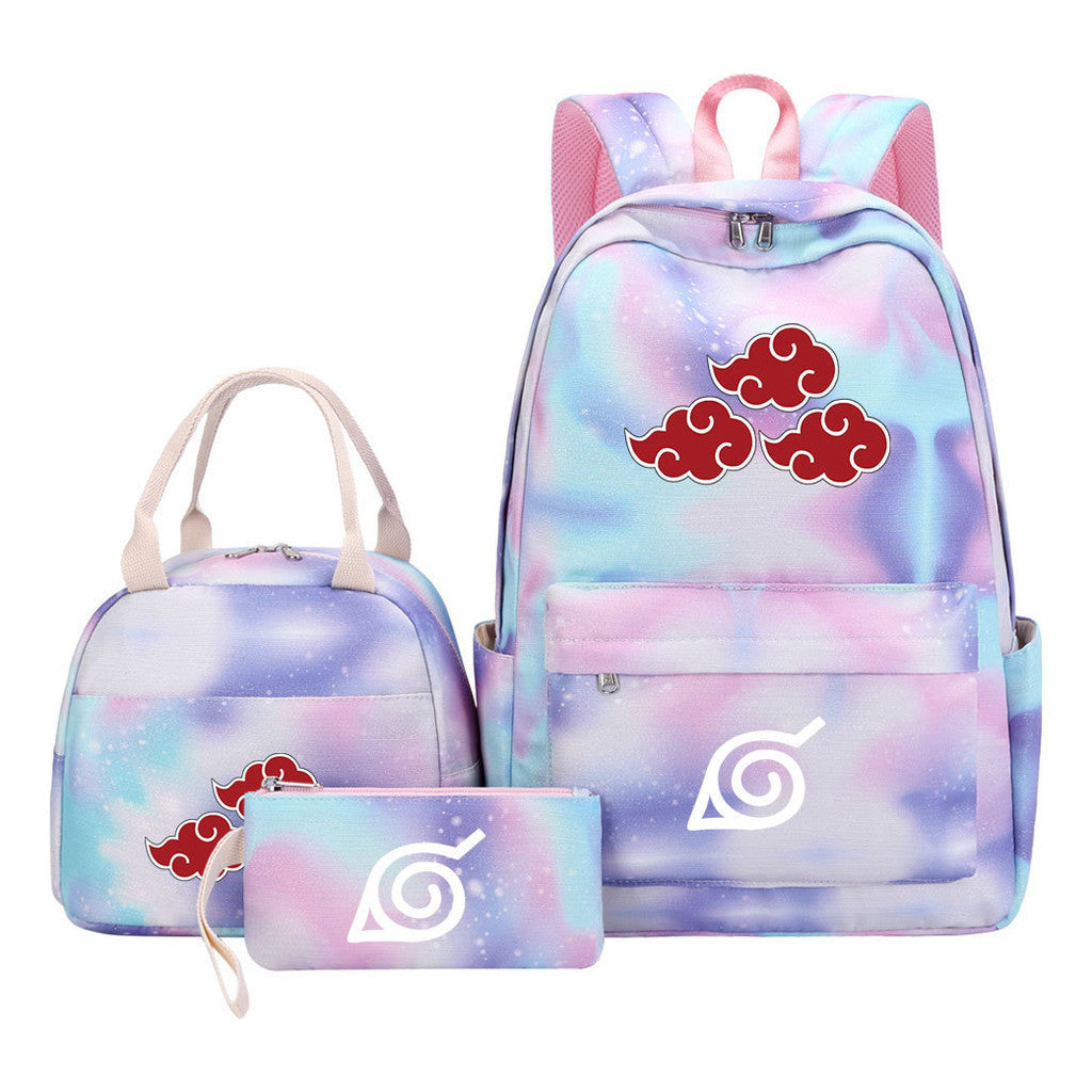 Naruto Student Girl Backpack Lunch Bag Three Piece Set Backpack Set