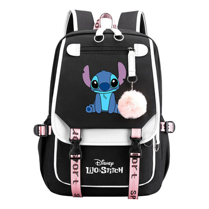 Interstellar Baby Stitch Usb Backpack For Boys And Girls Casual Woven Strap Flip Backpack