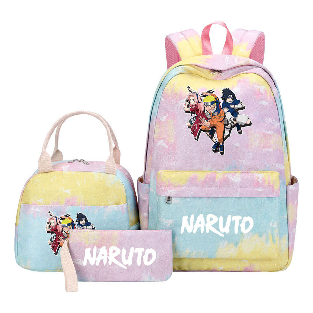 Naruto Student Girl Backpack Lunch Bag Three Piece Set Backpack