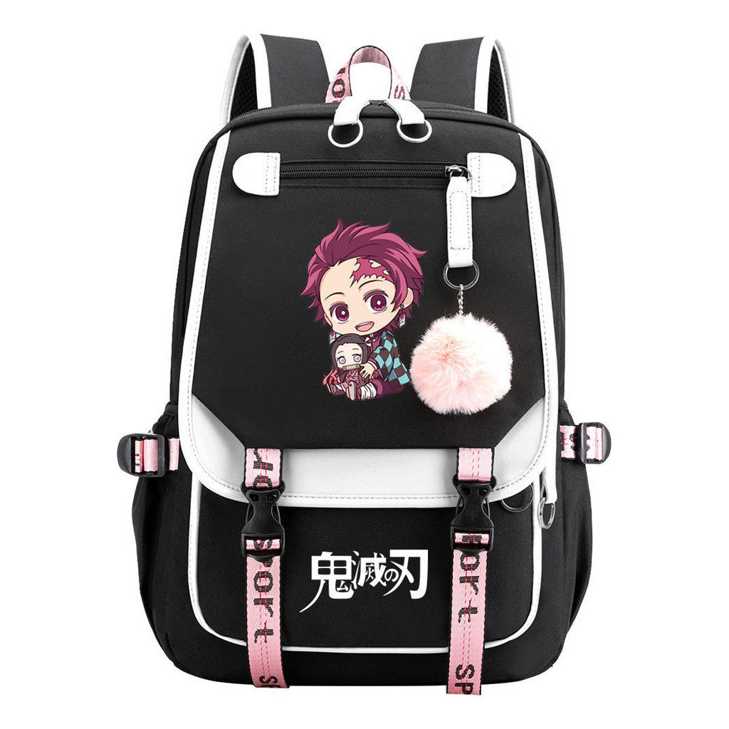 Cartoon Fashion Usb Youth Student Backpack Men's And Women's Leisure Ribbon Flip Backpack