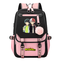 My Heroes Academy Usb Youth Student Backpack With Casual Woven Strap Flip Back Backpack