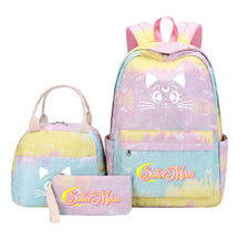 Beautiful Girl Warrior Student Schoolbag Lunch Bag Three Piece Set Backpack Cover