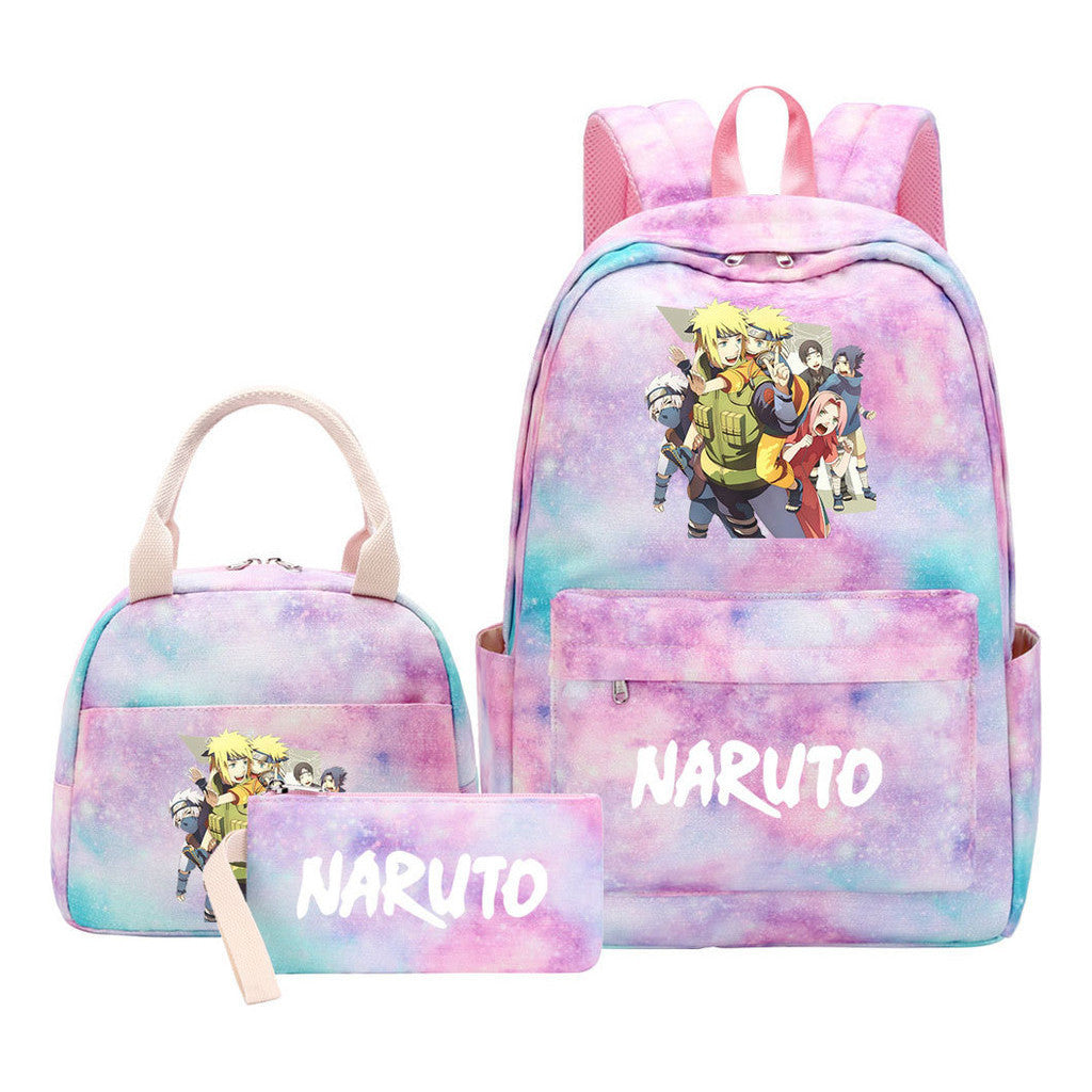 Naruto Teenage Student Girls School Bag Lunch Bag Three Piece Set Backpack Set