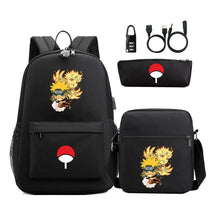 Naruto Usb Password Lock Student Backpack Three Piece Set Backpack Set