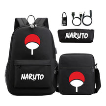 Naruto Usb Password Lock Youth Student Backpack Three Piece Set For Men And Women Backpack Set