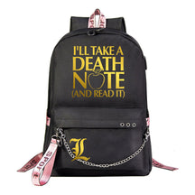 Golden Death Note Usb Youth Student Backpack For Boys And Girls Leisure Travel Backpack