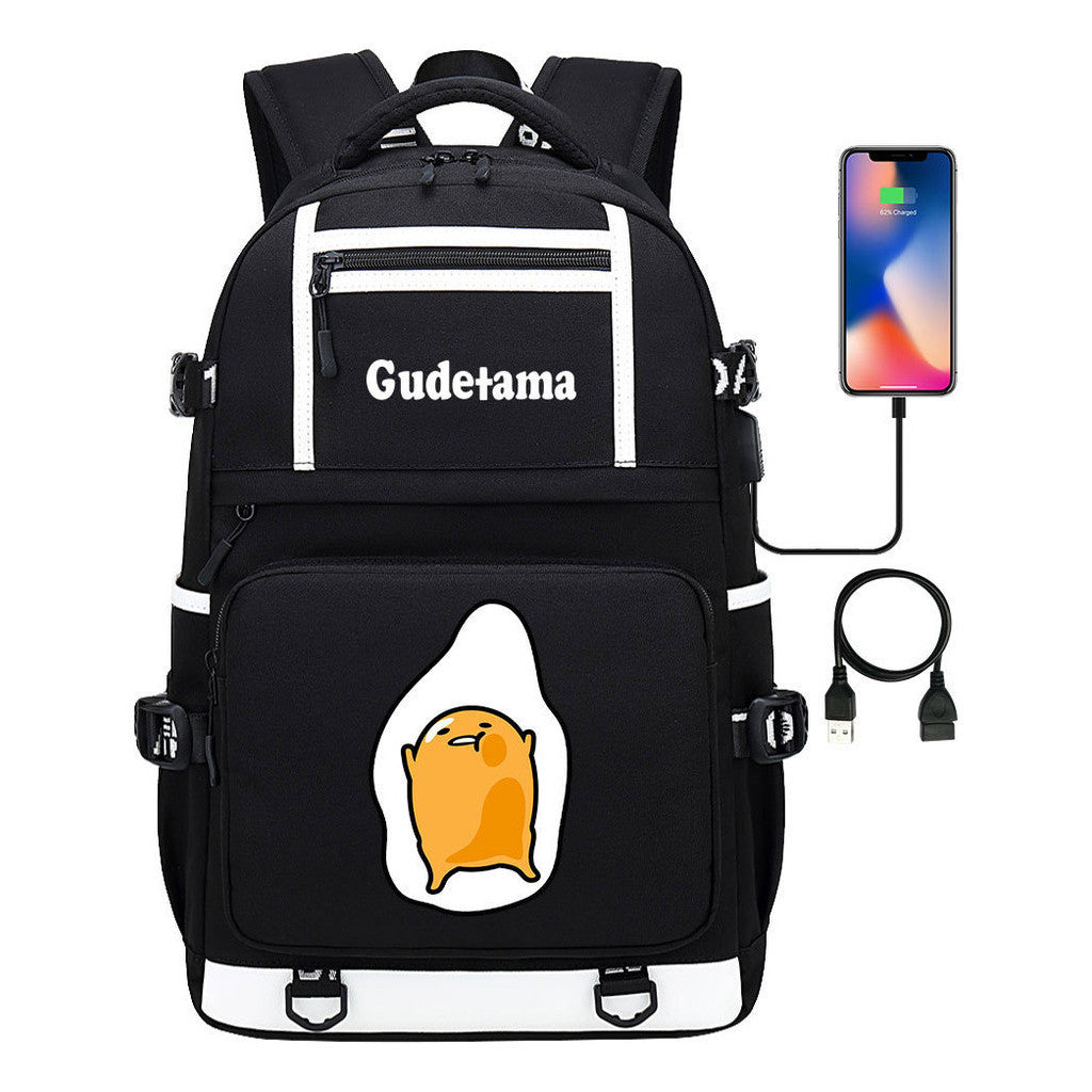 Cartoon Super Cute Lazy Egg Usb Student Backpack For Boys And Girls Backpack Leisure Travel Bag