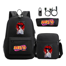 Naruto Usb Password Lock Youth Student Backpack Three Piece Set Backpack Set