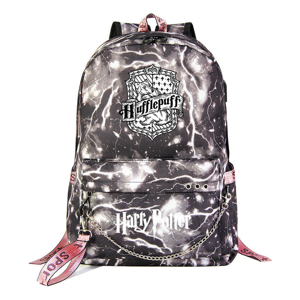 Fashion School Of Witchcraft And Wizardry Badge Usb Youth Student Backpack For Men And Women's Leisure Travel Backpack