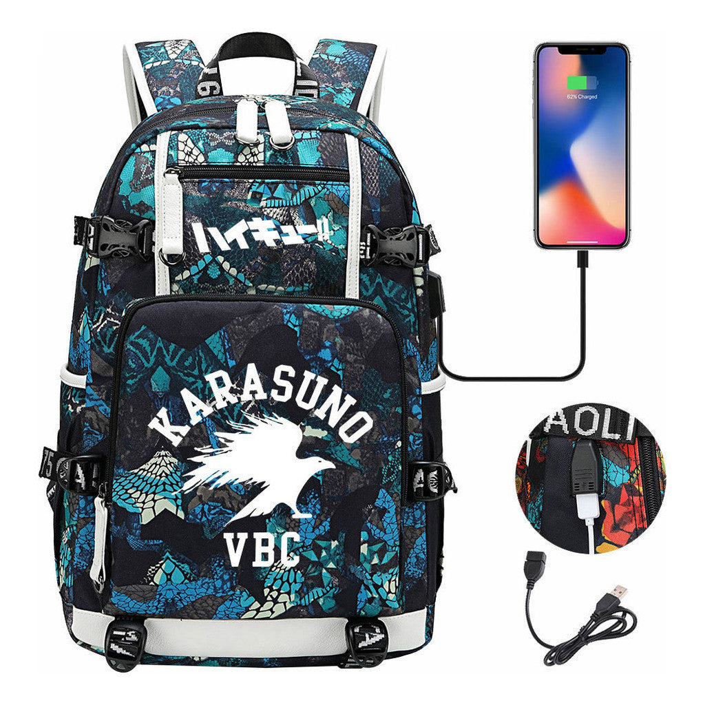 Volleyball Youth Usb Large Capacity Youth Student School Bag Men's And Women's Leisure Travel Backpack