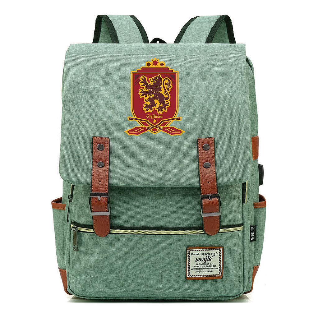 School Of Witchcraft And Wizardry Youth Backpack Usb Leisure Belt Buckle Backpack