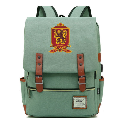 School Of Witchcraft And Wizardry Youth Backpack Usb Leisure Belt Buckle Backpack