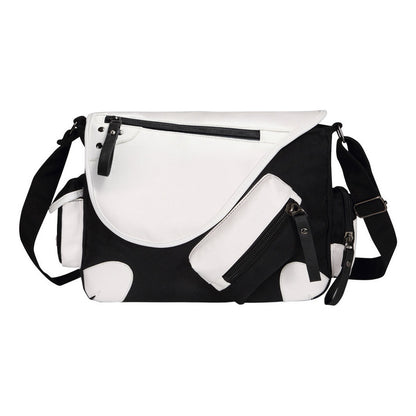 Printed Teenage Student Backpack, Canvas Shoulder Bag, Casual Diagonal Backpack