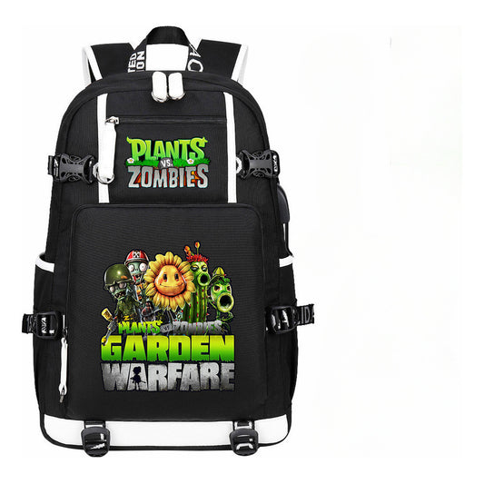 Plant Wars Usb Youth Student Backpack For Men And Women's Leisure Travel Backpack