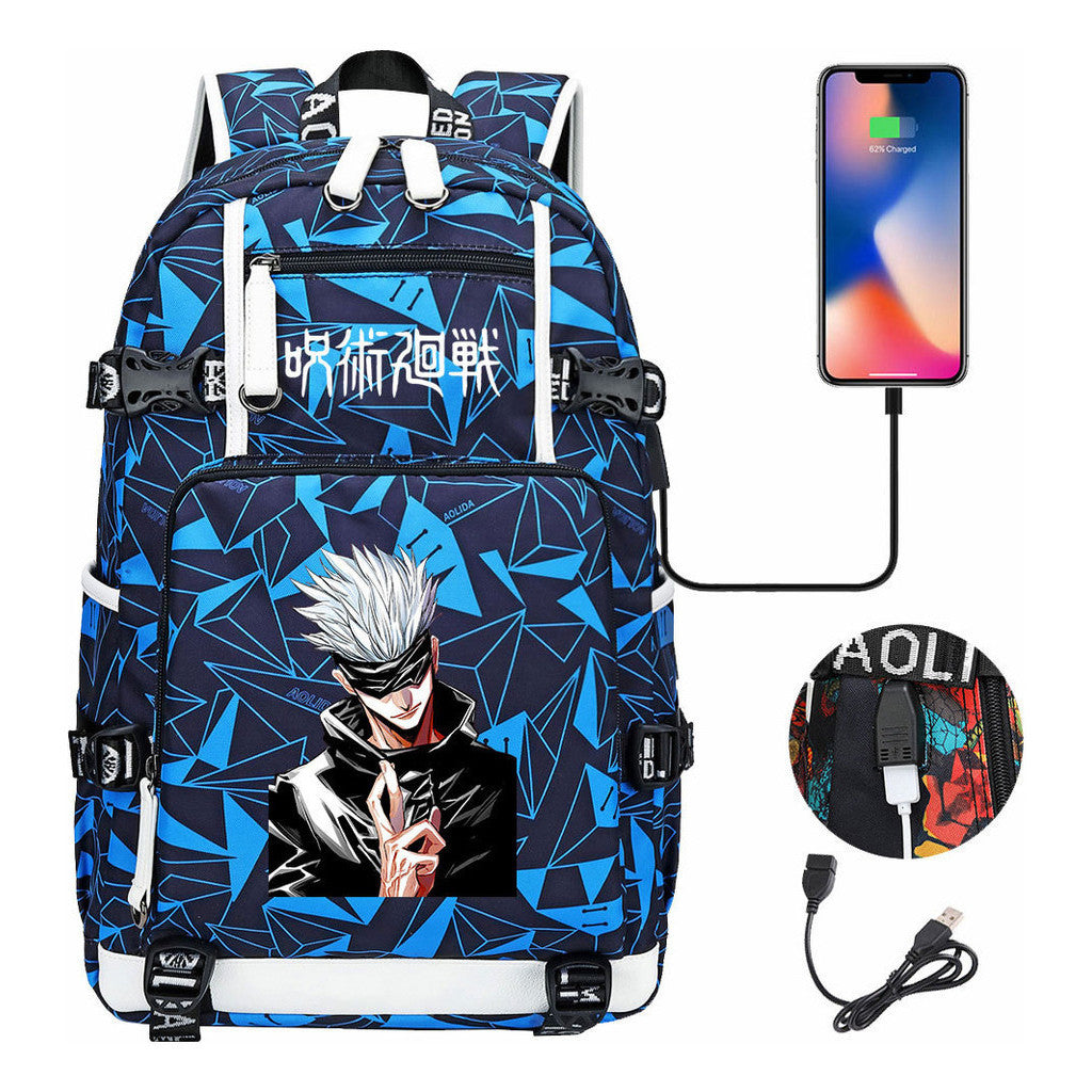 Printed Usb Youth Student Backpack Leisure Large Capacity Travel Backpack