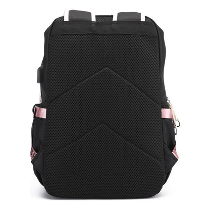 Super Mario Printed Usb Backpack For Men And Women, Casual Woven Strap Flip Back Backpack