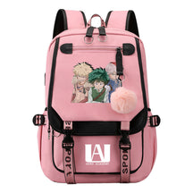 My Heroes Academy Usb Youth Student Backpack For Boys And Girls, Casual Woven Strap Flip Back Backpack