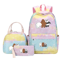Cartoon Cute Three Cheap Bears Youth Student Girls School Bag Lunch Bag Three Piece Set Backpack Set
