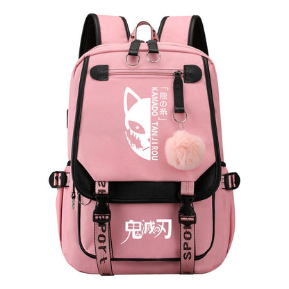 Cartoon Fashion Usb Youth Student School Bag Casual Ribbon Flip Backpack