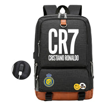 Football Star Cristiano Ronaldo Printed Usb Student Backpack Leisure Travel Backpack