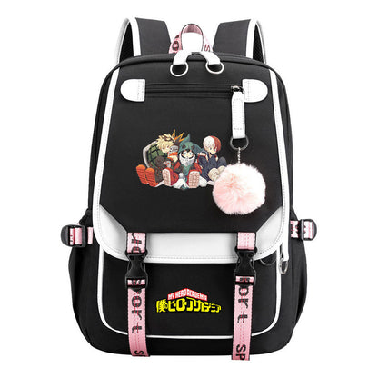 My Heroes Academy Usb Student Backpack, Casual Woven Strap Flip Back Backpack